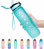 Picture of Giotto 32oz Large Leakproof BPA Free Drinking Water Bottle with Time Marker & Straw to Ensure You Drink Enough Water Throughout The Day for Fitness and Outdoor Enthusiasts-Mint Green