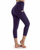 Picture of OUGES Womens High Waist Pockets Yoga Pants Power Flex Running Pants Workout Leggings(Dark Purple 20inch,S)