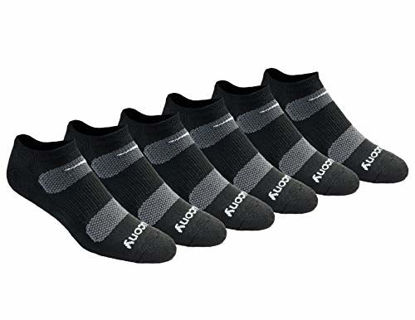 Picture of Saucony Men's Multi-Pack Mesh Ventilating Comfort Fit Performance No-Show Socks, Black Basic (6 Pairs), Shoe Size: 6-9