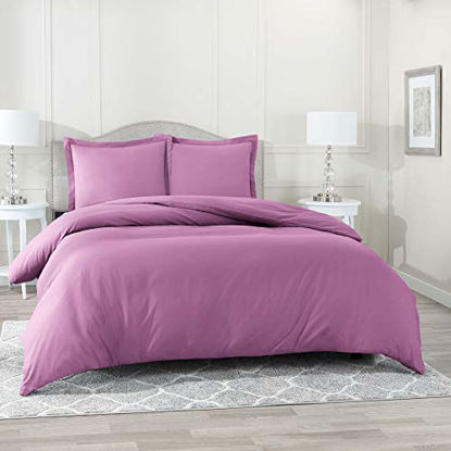 Picture of Nestl Duvet Cover 3 Piece Set - Ultra Soft Double Brushed Microfiber Hotel Collection - Comforter Cover with Button Closure and 2 Pillow Shams, Lavender Dream - California King 98"x104"
