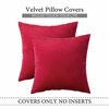Picture of MIULEE Pack of 2 Velvet Pillow Covers Decorative Square Pillowcase Soft Solid Cushion Case for Decor Sofa Bedroom Car 20 x 20 Inch Red