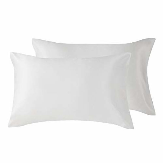 Picture of Love's cabin Silk Satin Pillowcase for Hair and Skin (Bleaching White, 20x26 inches) Slip Pillow Cases Standard Size Set of 2 - Satin Cooling Pillow Covers with Envelope Closure