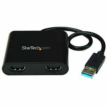 Picture of StarTech.com USB 3.0 to Dual HDMI Adapter - 4K 30Hz - External Video & Graphics Card - Dual Monitor Display Adapter - Supports Windows (USB32HD2), Black