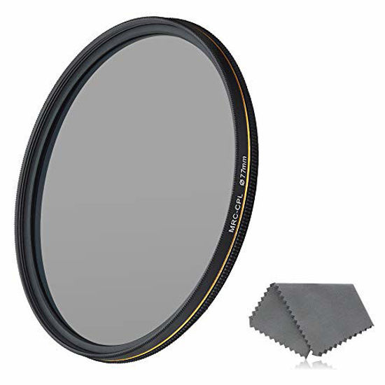 Picture of LENSKINS 77mm CPL Circular Polarizing Filter for Camera Lenses, 16-Layer Multi-Resistant Nano Coated, Ultra Slim, German Optics Glass, Weather-Sealed, Circular Polarizer Filter with Lens Cloth