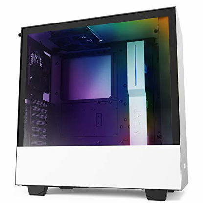 Picture of NZXT H510i - CA-H510i-W1 - Compact ATX Mid -Tower PC Gaming Case - Front I/O USB Type-C Port - Vertical GPU Mount - Tempered Glass Side Panel - Integrated RGB Lighting - White/Black