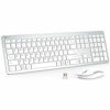 Picture of iClever GK08 Wireless Keyboard and Mouse - Rechargeable Wireless Keyboard Ergonomic Full Size Design with Number Pad, 2.4G Stable Connection Slim White Keyboard and Mouse for Windows, Mac OS Computer