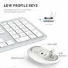 Picture of iClever GK08 Wireless Keyboard and Mouse - Rechargeable Wireless Keyboard Ergonomic Full Size Design with Number Pad, 2.4G Stable Connection Slim White Keyboard and Mouse for Windows, Mac OS Computer