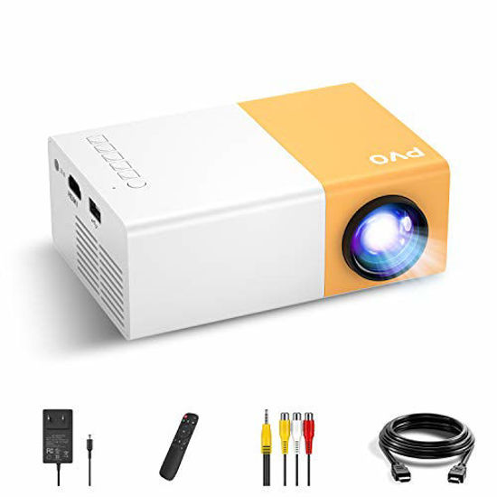 Picture of Mini Projector, PVO Portable Projector for Cartoon, Kids Gift, Outdoor Movie Projector, LED Pico Video Projector for Home Theater Movie Projector with HDMI USB TV AV Interfaces and Remote Control