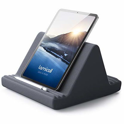 Picture of Tablet Pillow Stand, Pillow Soft Pad for Lap - Lamicall Tablet Holder Dock for Bed with 6 Viewing Angles, Compatible with iPad Pro 9.7, 10.5,12.9 Air Mini 4 3, Kindle, Galaxy Tab, E-Reader - Dark Gray