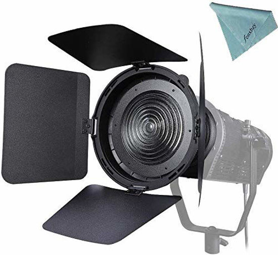 Picture of NiceFoto Fresnel Lens Fresnel Mount with Honeycomb Grids Barn Doors for Aputure Light Storm 300D II 120D II, 120D ii,LS C300D II, Aputure 300X, Fodavil Pixel C220 Series & Bowen-S Mount Light