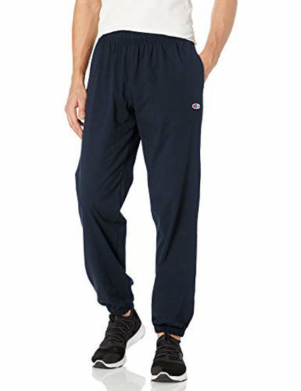 Picture of Champion Men's Closed Bottom Light Weight Jersey Sweatpant, Navy, Medium