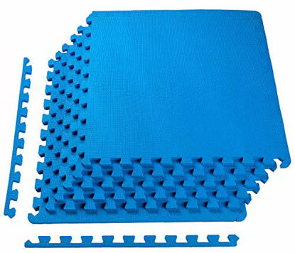 Picture of BalanceFrom Puzzle Exercise Mat with EVA Foam Interlocking Tiles, 1/2" Thick, 24 Square Feet, Blue