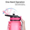 Picture of Fidus 32oz Leakproof Tritran BPA Free Water Bottle with Motivational Time Marker & Straw to Ensure You Drink Enough Water Daily for Fitness, Gym and Outdoor Sports-Pink