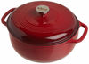 Picture of Lodge Enameled Cast Iron Dutch Oven With Stainless Steel Knob and Loop Handles, 6 Quart, Red