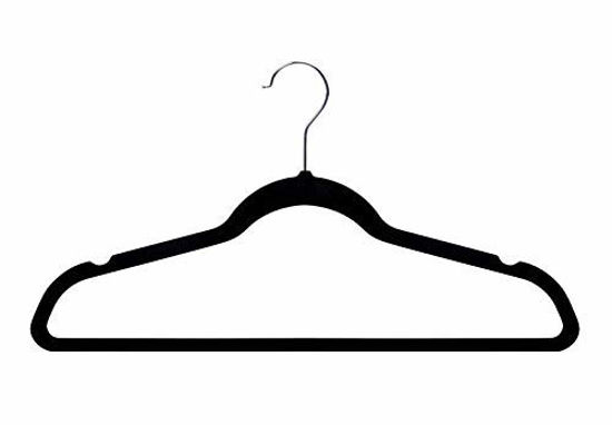 Picture of Amazon Basics Slim, Velvet, Non-Slip Clothes Suit Hangers, Black/Silver - Pack of 30