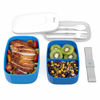 Picture of Bentgo Classic (Blue) - All-in-One Stackable Lunch Box Solution - Sleek and Modern Bento Box Design Includes 2 Stackable Containers, Built-in Plastic Silverware, and Sealing Strap