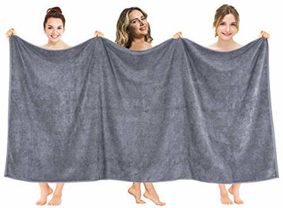 Picture of American Soft Linen 40x80 Inch Premium, Soft & Luxury Ringspun Cotton 650 GSM Extra Large Jumbo Turkish Bath Towel for Maximum Softness & Absorbent [Worth $64.99] Dark Grey