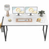 Picture of CubiCubi Computer Desk 55" Study Writing Table for Home Office, Modern Simple Style PC Desk, Black Metal Frame, White