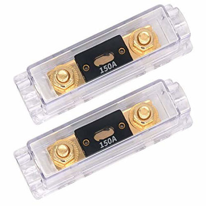 Picture of TopstrongGear Solid Brass 0/2/4 Gauge 150Amp ANL Fuse Holder with 150Amp Fuses(2 Pack) (150 Amp)