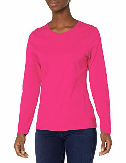 Picture of Hanes Women's Long Sleeve Tee, Sizzling Pink, Small