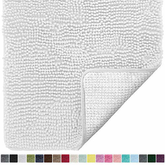 Picture of Gorilla Grip Original Luxury Chenille Bathroom Rug Mat, 44x26, Extra Soft and Absorbent Large Shaggy Rugs, Machine Wash Dry, Perfect Plush Carpet Mats for Tub, Shower, and Bath Room, White