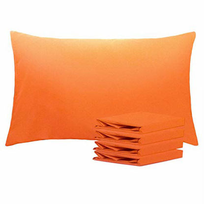Picture of NTBAY Queen Pillowcases Set of 4, 100% Brushed Microfiber, Soft and Cozy, Wrinkle, Fade, Stain Resistant with Envelope Closure, 20"x 30", Orange