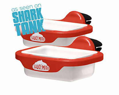 Picture of Saucemoto Dip Clip | An in-car sauce holder for ketchup and dipping sauces. As seen on Shark Tank (2 Pack, Red)
