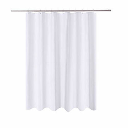 Picture of N&Y HOME Long Fabric Shower Curtain Liner 72 x 78 inches Longer Length, Hotel Quality, Washable, Water Repellent, White Spa Bathroom Curtains with Grommets, 72x78