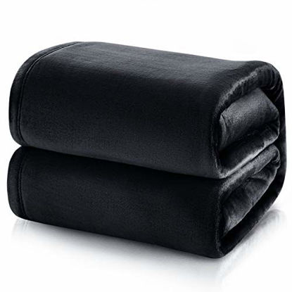 Picture of Bedsure Fleece Blanket Queen Size Black Lightweight Super Soft Cozy Luxury Bed Blanket Microfiberer Soft Cozy Luxury Bed Blanket Microfiber