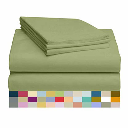 Picture of LuxClub 4 PC Sheet Set Bamboo Sheets Deep Pockets 18" Eco Friendly Wrinkle Free Sheets Machine Washable Hotel Bedding Silky Soft - Lime Twin