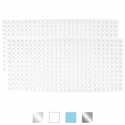 Picture of GORILLA GRIP Original Patented Bath, Shower, Tub Mat, 35x16, Machine Washable, Antibacterial, BPA, Latex, Phthalate Free, Bathtub Mats with Drain Holes and Suction Cups, Bathroom Mat, Pack of 2, White