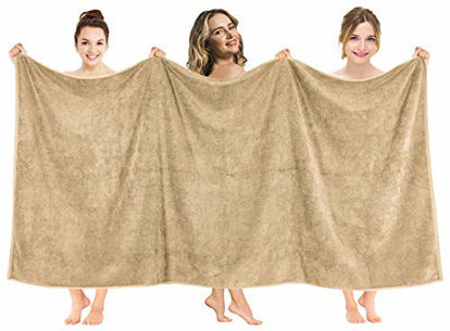 Picture of American Soft Linen 40x80 Inch Premium, Soft & Luxury 100% Ringspun Genuine Cotton 650 GSM Extra Large Jumbo Turkish Bath Towel for Maximum Softness & Absorbent [Worth $64.99] Sand Taupe