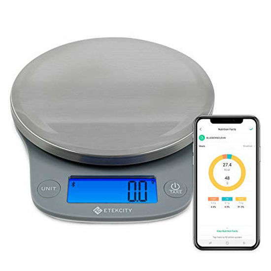 Picture of Etekcity 0.1g Smart Food Kitchen Scale, Gifts for Cooking, Baking, Meal Prep, Keto Diet and Weight Loss, Measuring in Grams and Ounces, Medium, 304 Stainless Steel