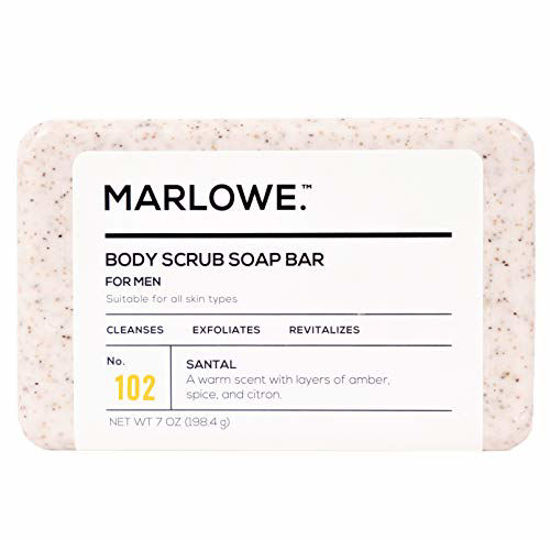 Picture of MARLOWE. No. 102 Men's Body Scrub Soap 7 oz | Warm Santal Scent | Best Exfoliating Bar for Men | Made with Natural Ingredients | Green Tea Extract | Updated Scent