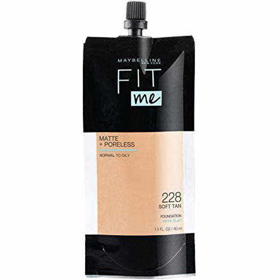 Picture of Maybelline New York Fit Me Matte + Poreless Liquid Foundation, Face Makeup, 228 SOFT TAN, 1.3 Fl Oz