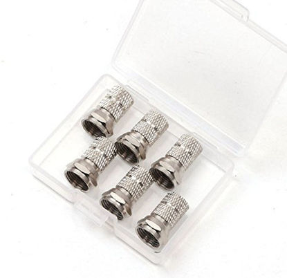 Picture of RG6 F-Type Twist-On Coaxial Cable RF Connector Adapter Plug, 6PCS (Silver)