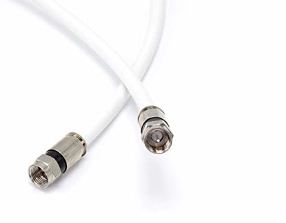 Picture of 30' Feet, White RG6 Coaxial Cable (Coax Cable) with Connectors, F81 / RF, Digital Coax - AV, Cable TV, Antenna, and Satellite, CL2 Rated, 30 Foot