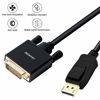 Picture of DisplayPort to DVI Adapter, Dp Display Port to DVI Converter Male to Male Gold-Plated Cord 6 Feet Black Cable for Lenovo, Dell, HP and Other Brand