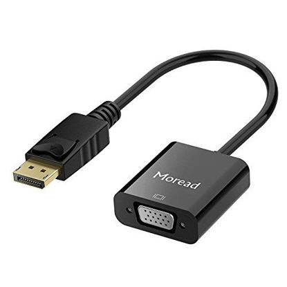 Picture of Moread DisplayPort (DP) to VGA Adapter, Gold-Plated Display Port to VGA Adapter (Male to Female) Compatible with Computer, Desktop, Laptop, PC, Monitor, Projector, HDTV - Black