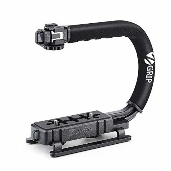 Picture of Zeadio Video Action Stabilizing Handle Grip Handheld Stabilizer with Metal Triple Shoe Mount for Canon Nikon Sony Panasonic Pentax Olympus DSLR Camera Camcorder