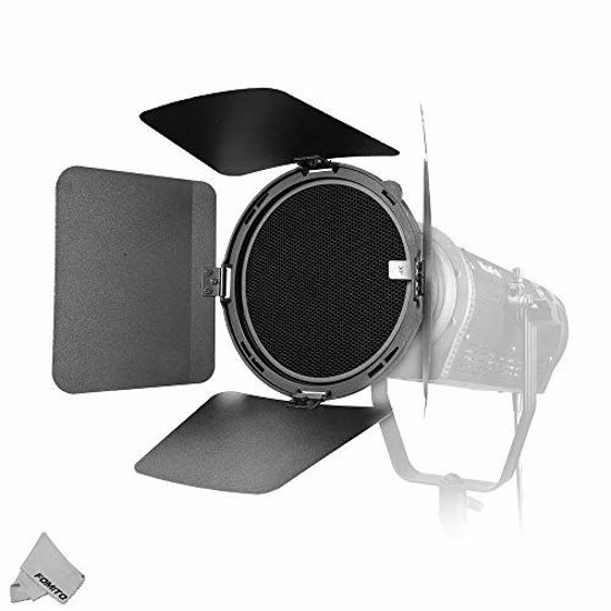 Picture of NiceFoto Fresnel Lens Fresnel Mount with Honeycomb Grids Barn Doors for Bowens Mount LED Video Light for Aputure Light Storm 300D II 120D II Mark 2 COB 120T 120D 120D ii LS C120 Series, HA-3300B