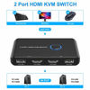 Picture of KVM Switch HDMI 2 Port Box,ABLEWE USB and HDMI Switch for 2 Computers Share Keyboard Mouse Printer and one HD Monitor,Support HUD 4K@60Hz,with 2 USB Cable and 2 HDMI Cable