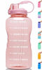 Picture of Venture Pal Large 1 Gallon/128 OZ (When Full) Motivational BPA Free Leakproof Water Bottle with Straw & Time Marker Perfect for Fitness Gym Camping Outdoor Sports-Light Pink