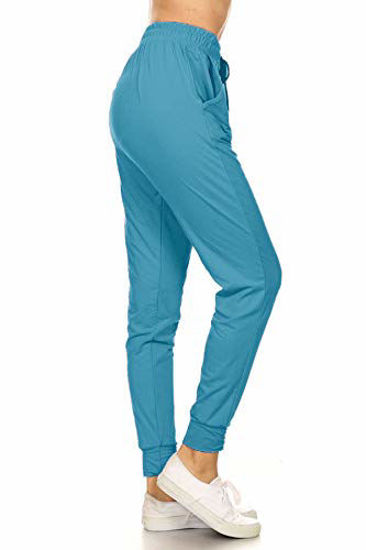 Picture of Leggings Depot JGA128-TURQUOISE-M Jogger Track Pants w/Pockets, Medium