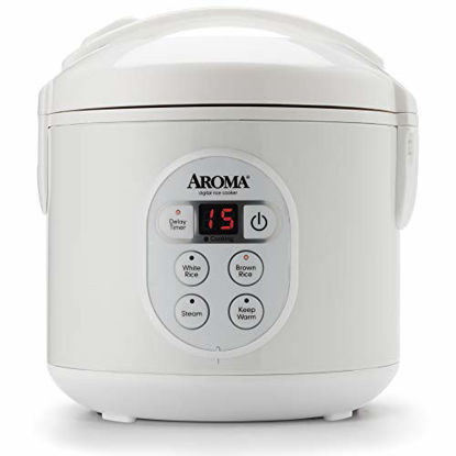 Picture of Aroma Housewares 8-Cup (Cooked) (4-Cup UNCOOKED) Digital Rice Cooker and Food Steamer (ARC-914D),White