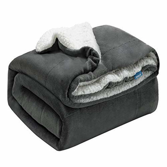 GetUSCart- Bedsure Sherpa Fleece Blanket Twin Size Dark Grey Plush