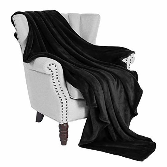 Picture of Exclusivo Mezcla Large Flannel Fleece Velvet Plush Throw Blanket - 50" x 70" (Black)