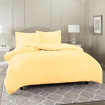 Picture of Nestl Duvet Cover 3 Piece Set - Ultra Soft Double Brushed Microfiber Hotel Collection - Comforter Cover with Button Closure and 2 Pillow Shams, Vanilla Yellow - California King 98"x104"