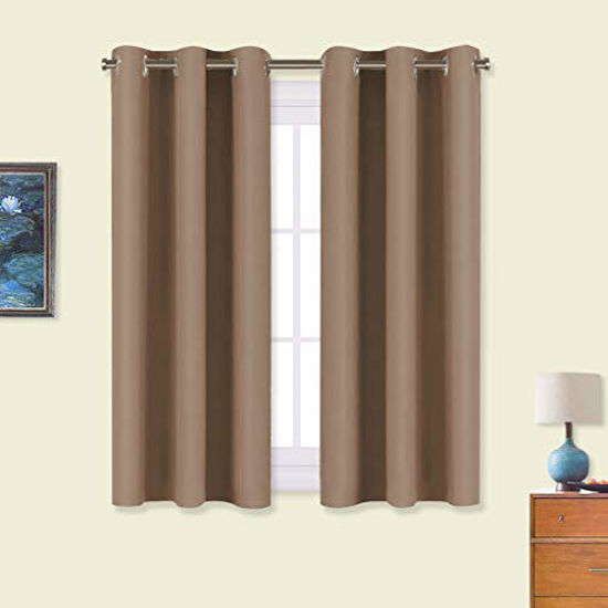 Picture of NICETOWN Window Draperies Room Darkening Curtain Panels, Window Treatment Thermal Insulated Solid Grommet Drapes for Bedroom (One Pair, 34 by 54 inches, Cappuccino)