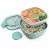 Picture of Bentgo Salad BPA-Free Lunch Container with Large 54-oz Bowl, 4-Compartment Bento-Style Tray for Salad Toppings and Snacks, 3-oz Sauce Container for Dressings, and Built-In Reusable Fork (Coastal Aqua)
